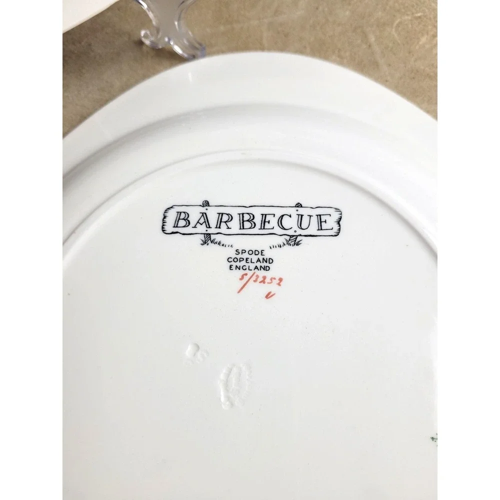 Vintage SPODE Copeland Barbecue Tricorn Plate, Lot of 2, Unusual and Adorable!